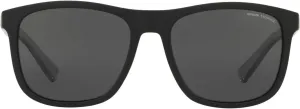 A|X ARMANI EXCHANGE Men's AX4049SF Low Bridge Fit Square Sunglasses, Matte Black/Grey, 57 mm