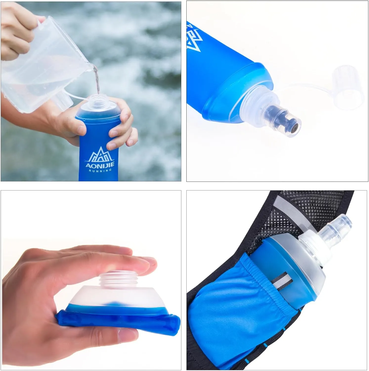 Azarxis TPU Soft Flask Collapsible Water Bottles BPA-Free 250ml 350ml 500ml 600ml for Hydration Vest Pack Running Hiking Cycling Climbing