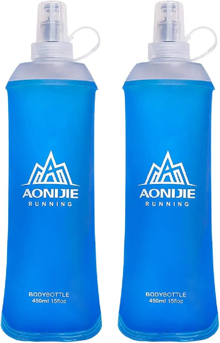 Azarxis TPU Soft Flask Collapsible Water Bottles BPA-Free 250ml 350ml 500ml 600ml for Hydration Vest Pack Running Hiking Cycling Climbing