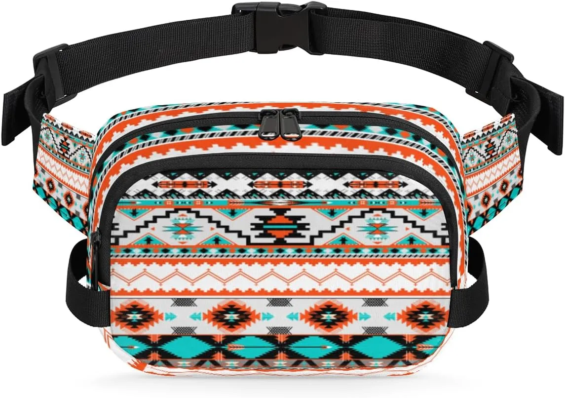 Aztec Fanny Pack for Men Women Aztec Print Crossbody Waist Bag with Adjustable Strap, Waterproof Belt Bag for Travel Walking Running Hiking Cycling Outdoors Workout