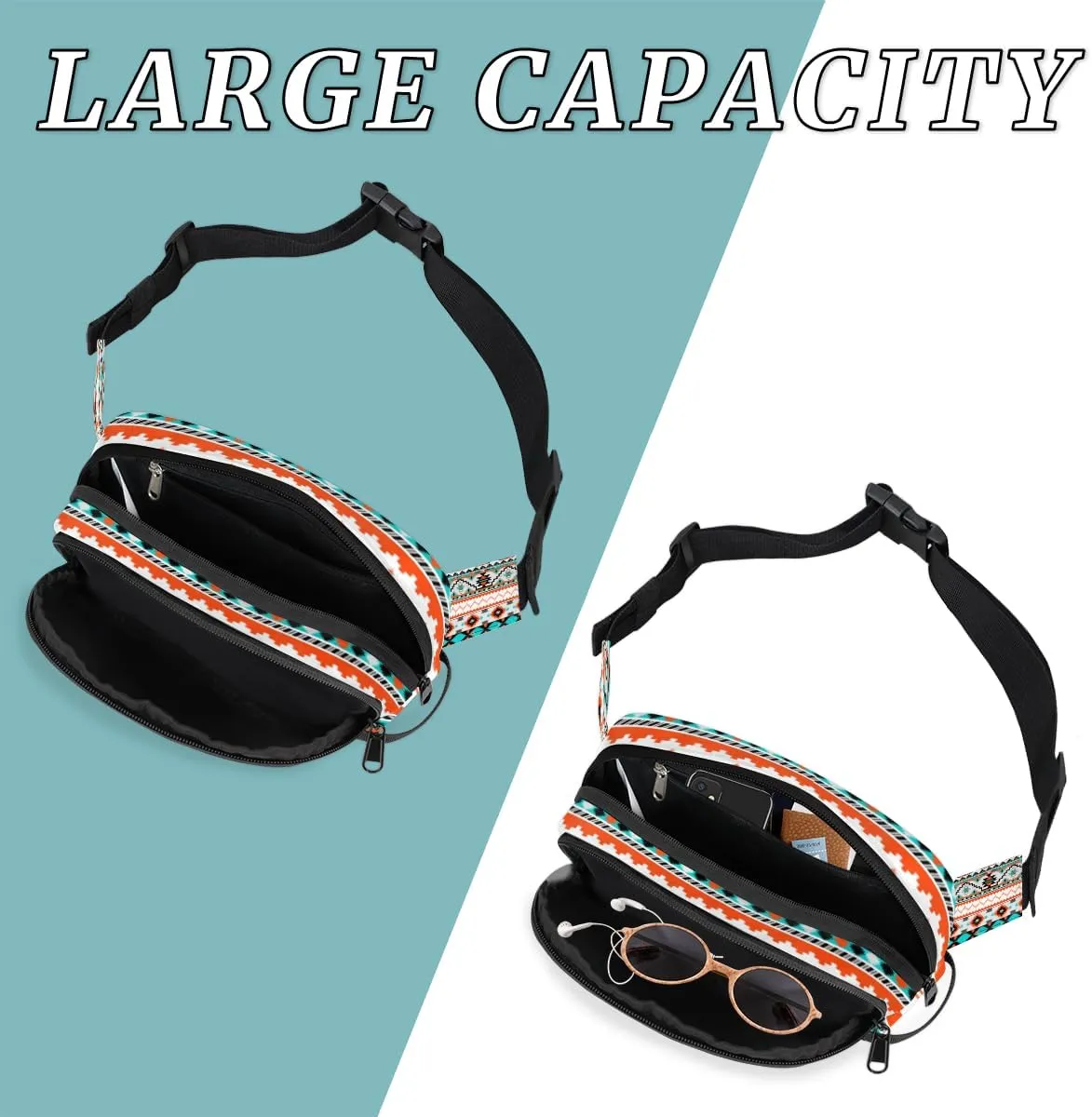Aztec Fanny Pack for Men Women Aztec Print Crossbody Waist Bag with Adjustable Strap, Waterproof Belt Bag for Travel Walking Running Hiking Cycling Outdoors Workout