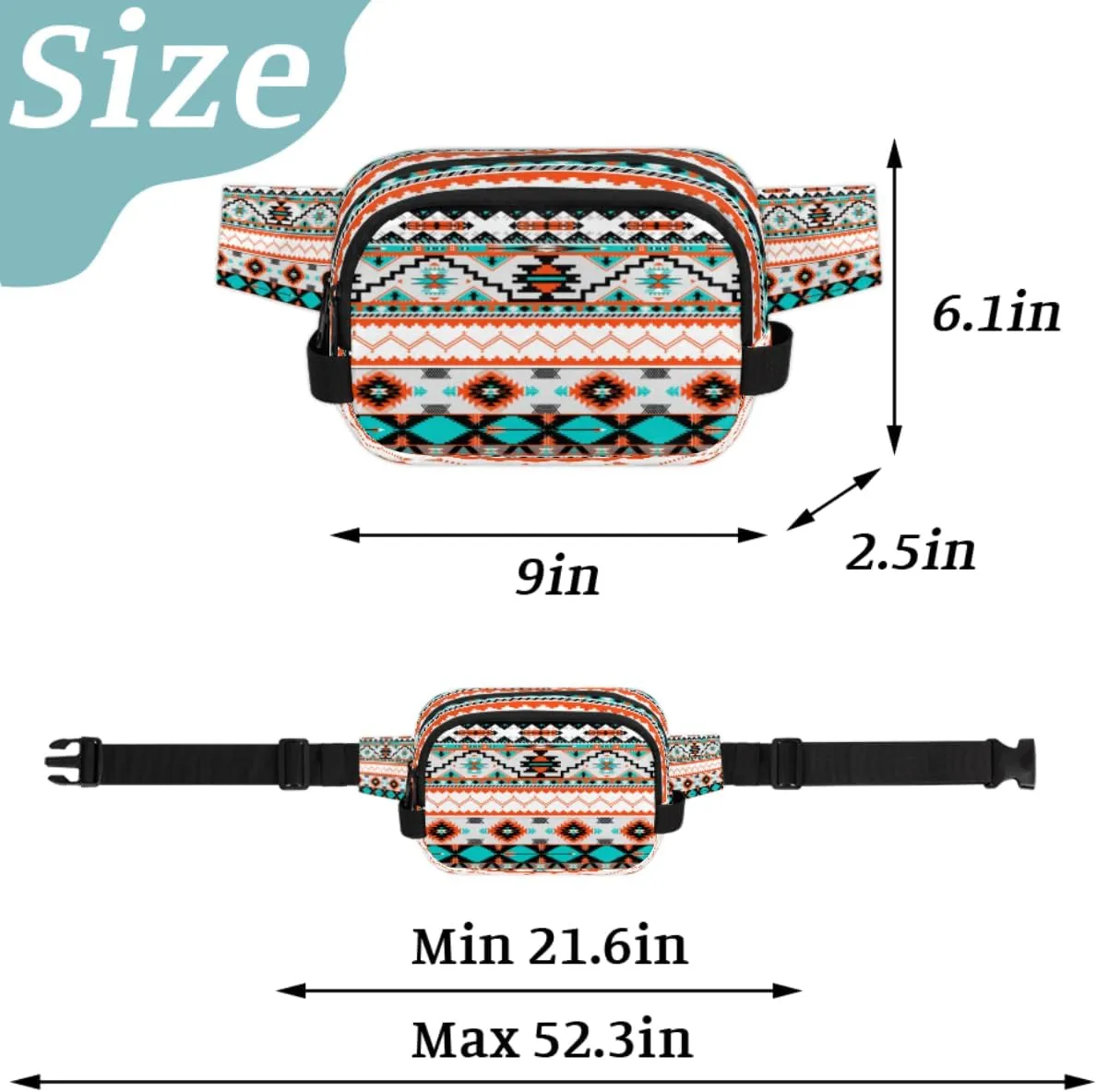 Aztec Fanny Pack for Men Women Aztec Print Crossbody Waist Bag with Adjustable Strap, Waterproof Belt Bag for Travel Walking Running Hiking Cycling Outdoors Workout