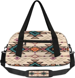 Aztec Tribe Geometric Pattern Kids Duffel Bag Lightweight Waterproof Sports Gym Bag with Front Zipper Pocket Foldable Weekender Overnight Bag for School Practice Gymnastic Ballet