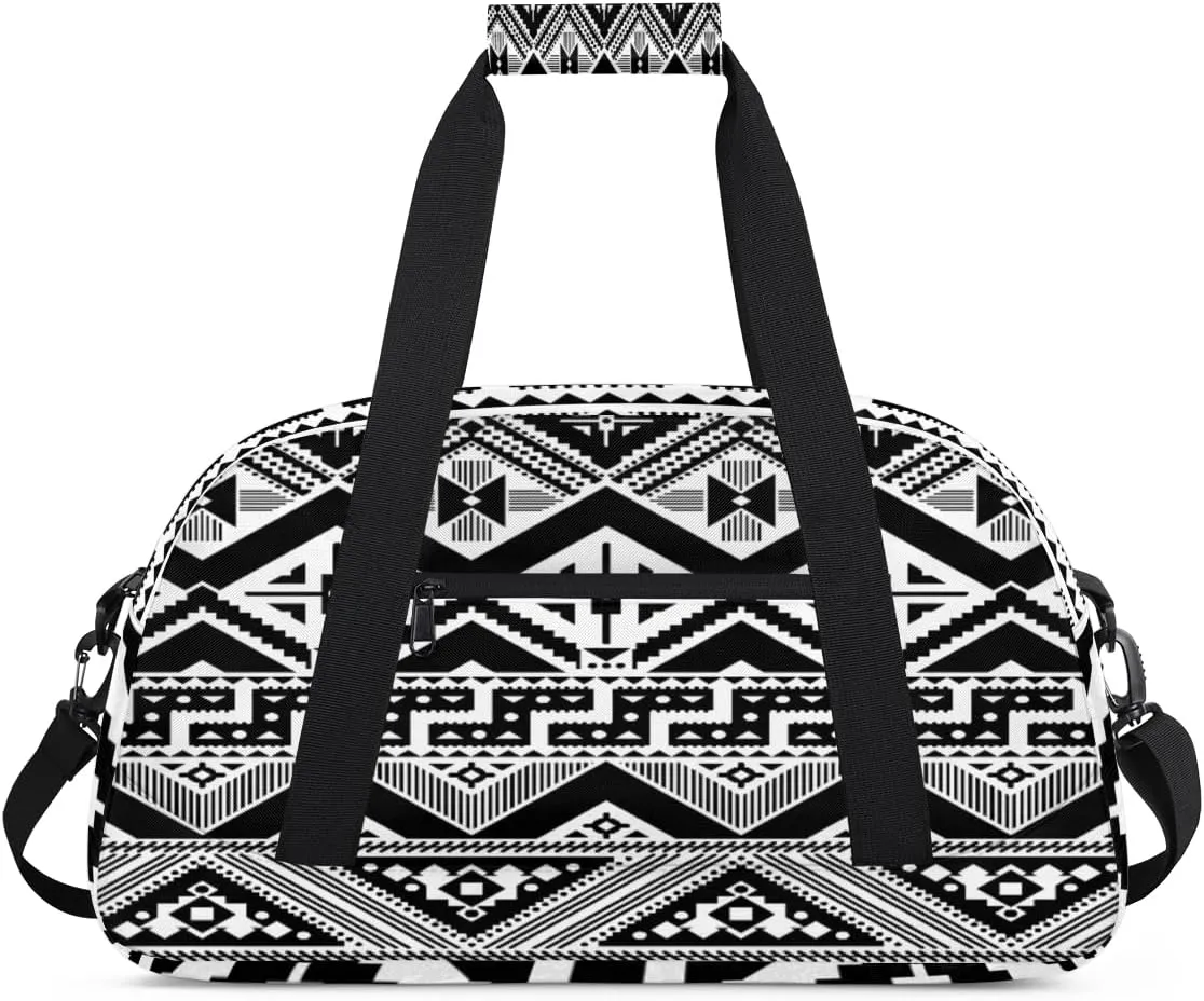Aztec Tribe Gym Duffel Bag for Men Women Geometric Sports Tote Bag with Adjustable Shoulder Strap for Dance Gymnastics Traveling Outdoor Camping Overnight Stay