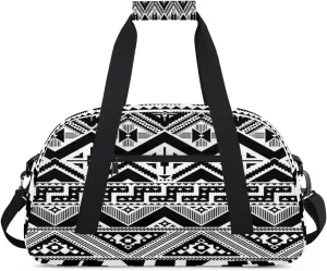 Aztec Tribe Gym Duffel Bag for Men Women Geometric Sports Tote Bag with Adjustable Shoulder Strap for Dance Gymnastics Traveling Outdoor Camping Overnight Stay