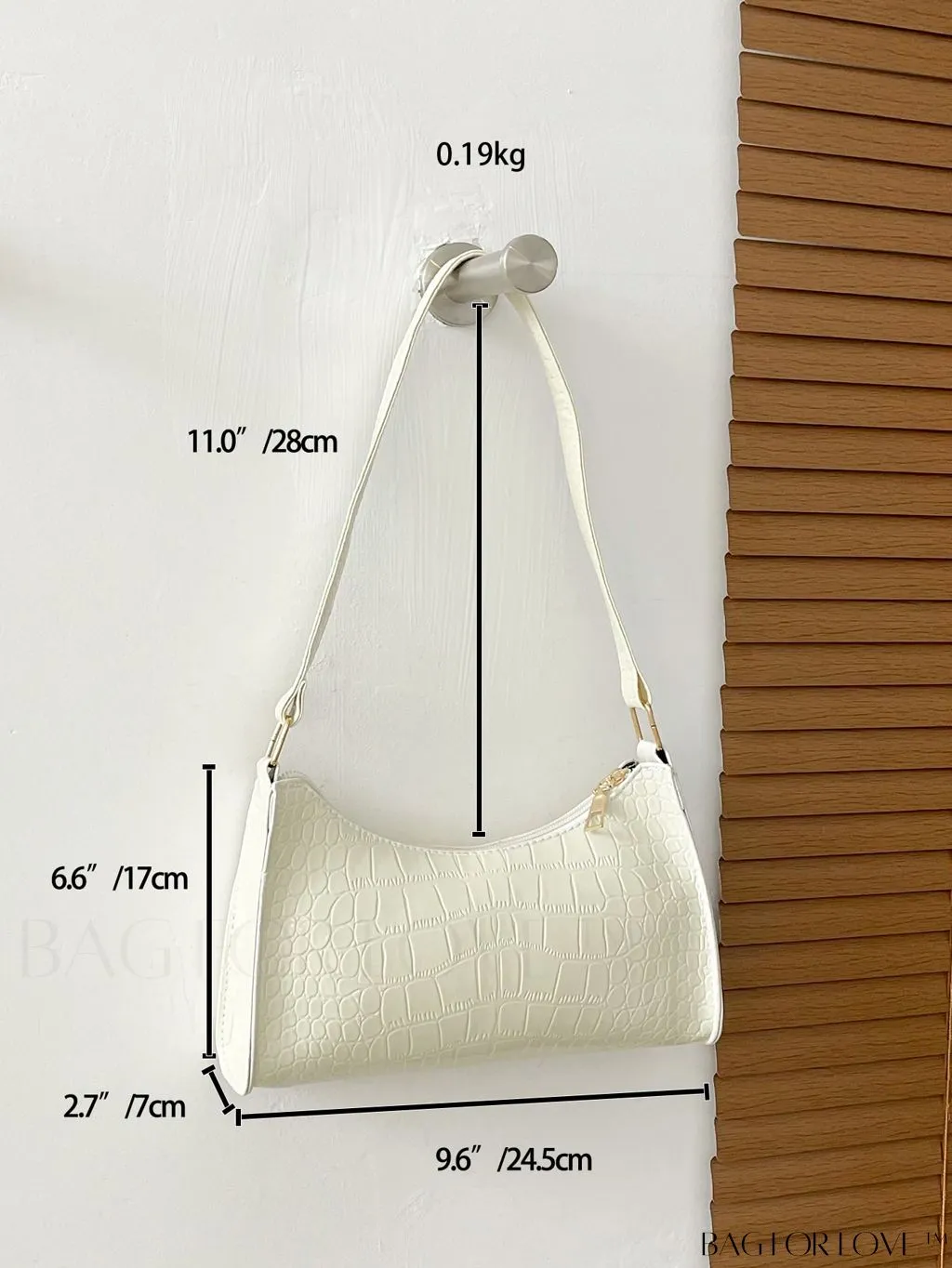 BagForLove - Crocodile-Embossed Khaki Baguette: Sleek and Compact Design
