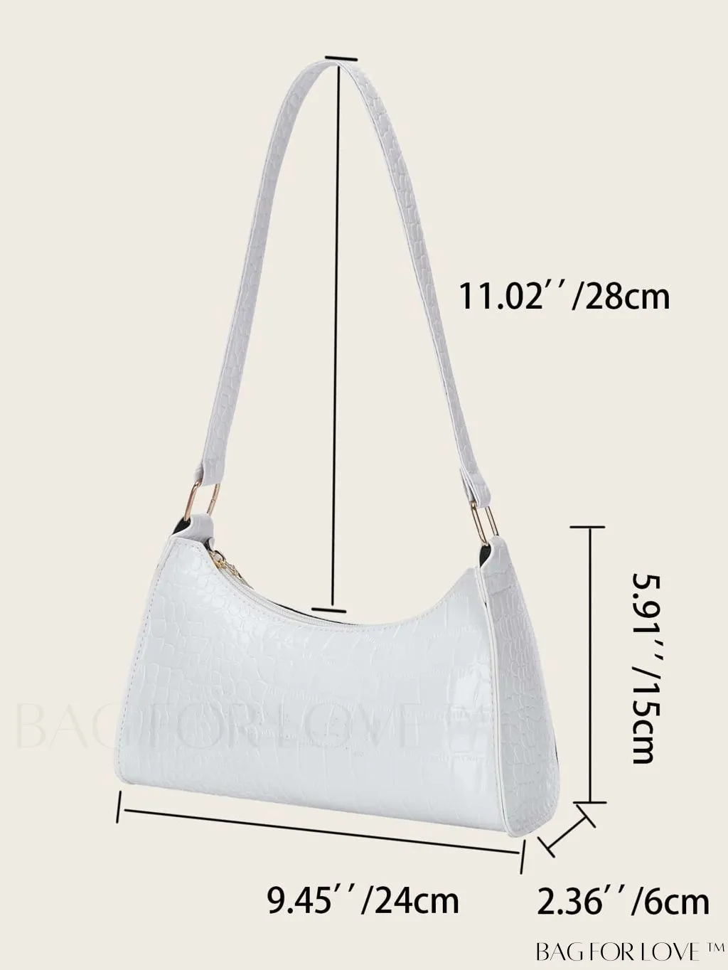 BagForLove - Crocodile-Embossed Khaki Baguette: Sleek and Compact Design