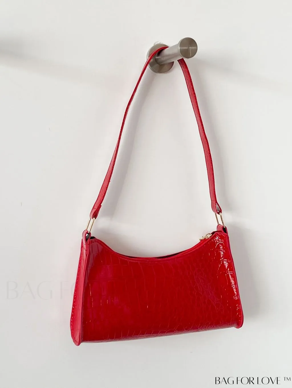 BagForLove - Crocodile-Embossed Khaki Baguette: Sleek and Compact Design