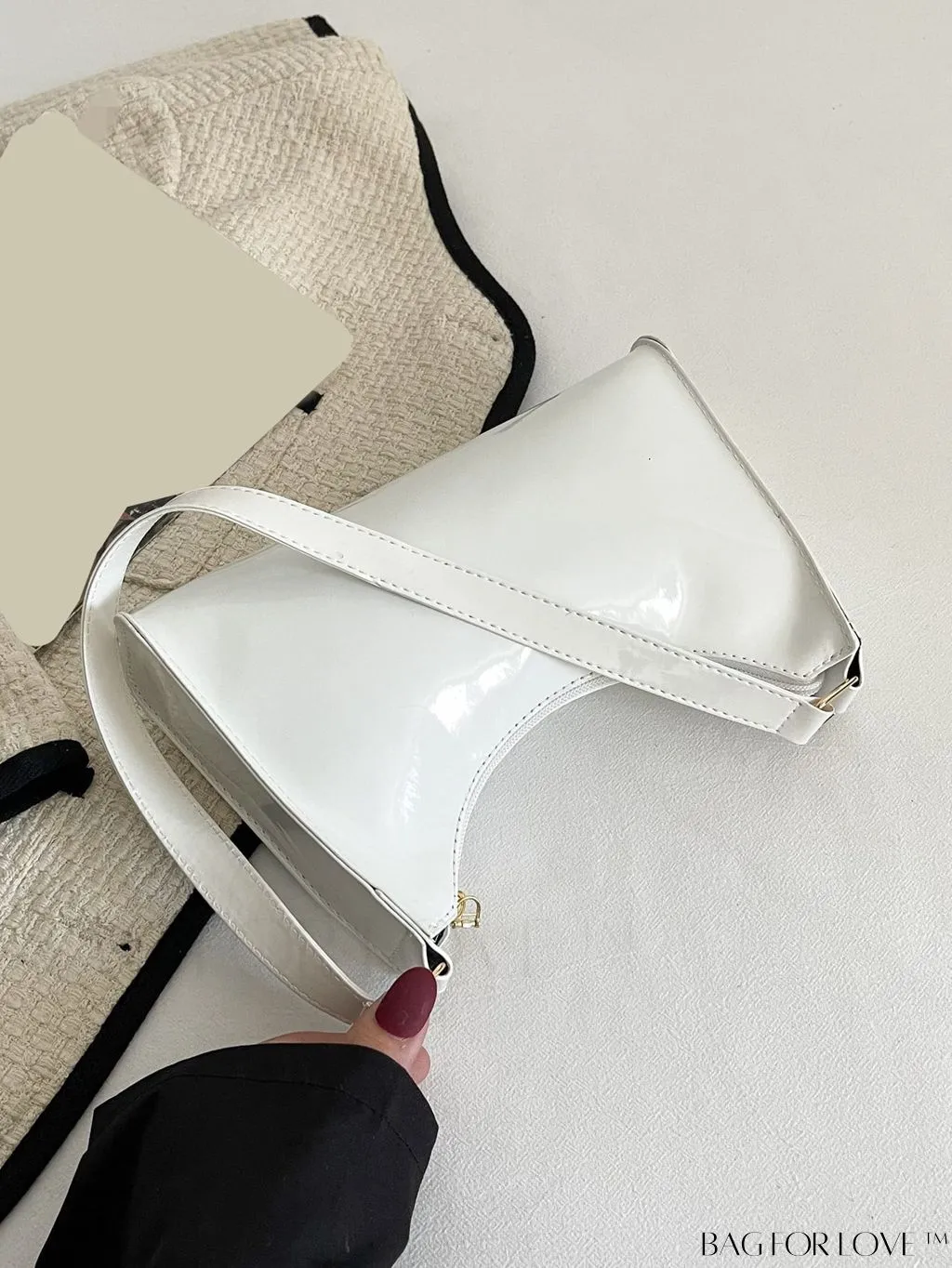 BagForLove - Crocodile-Embossed Khaki Baguette: Sleek and Compact Design