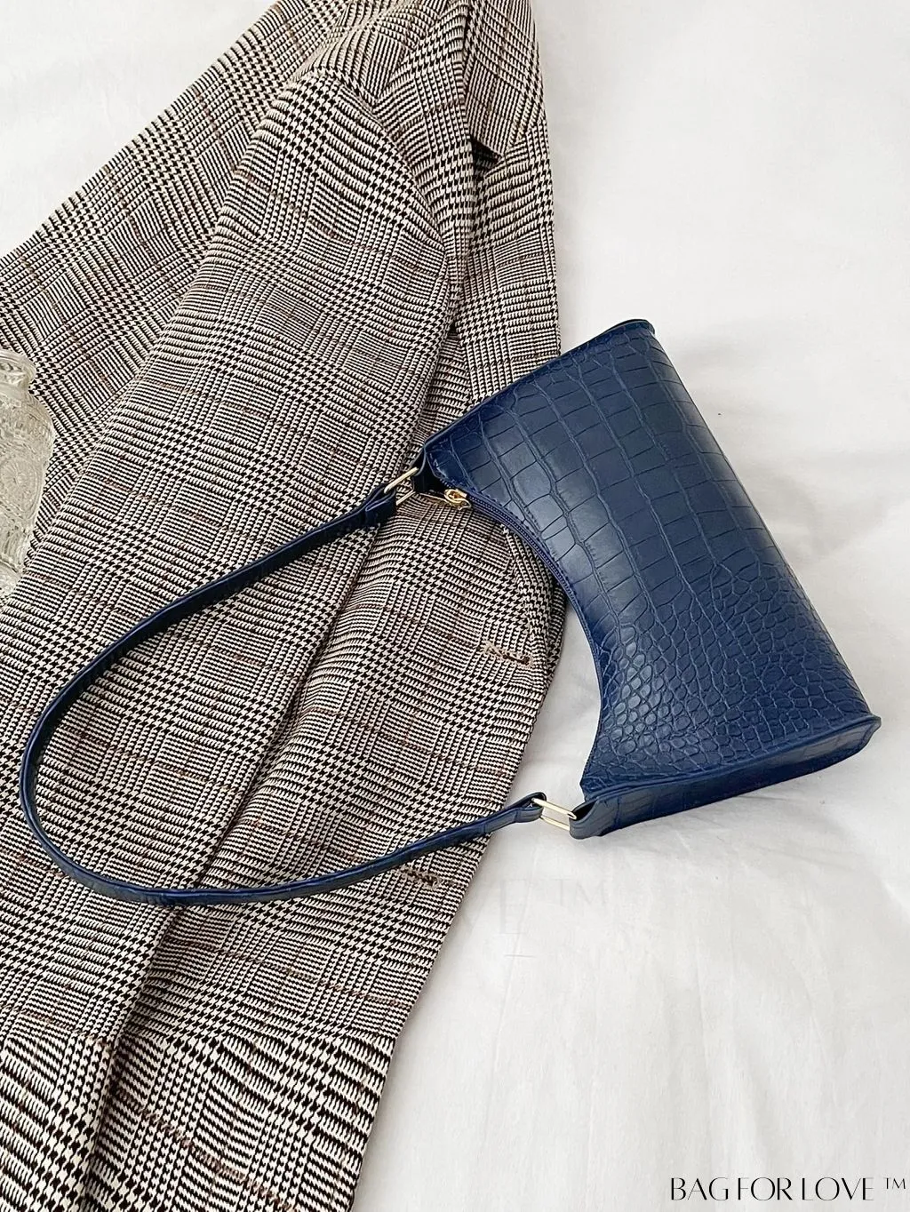 BagForLove - Crocodile-Embossed Khaki Baguette: Sleek and Compact Design