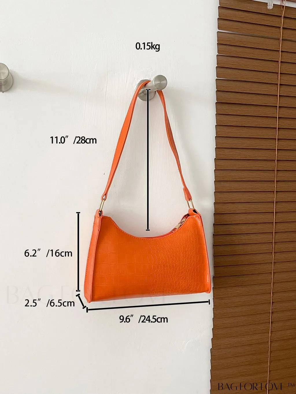 BagForLove - Crocodile-Embossed Khaki Baguette: Sleek and Compact Design
