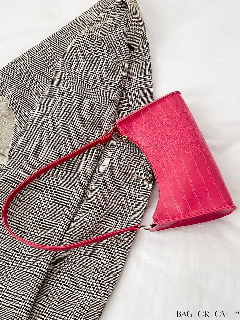 BagForLove - Crocodile-Embossed Khaki Baguette: Sleek and Compact Design