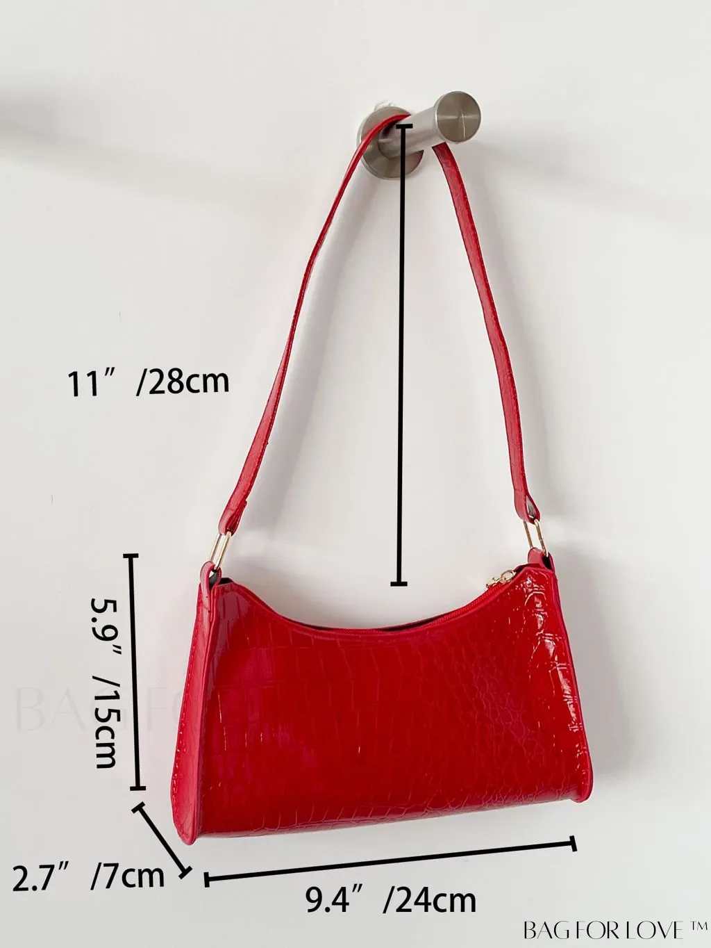 BagForLove - Crocodile-Embossed Khaki Baguette: Sleek and Compact Design