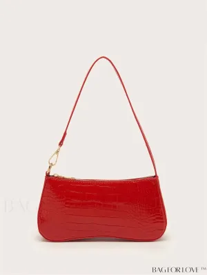 BagForLove - Embossed Croc Baguette: Sleek and Stylish Accessory