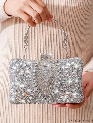 BagForLove - Rhinestone-Embellished Mini Evening Clutch - Elegant Party Bag with Sparkling Accents