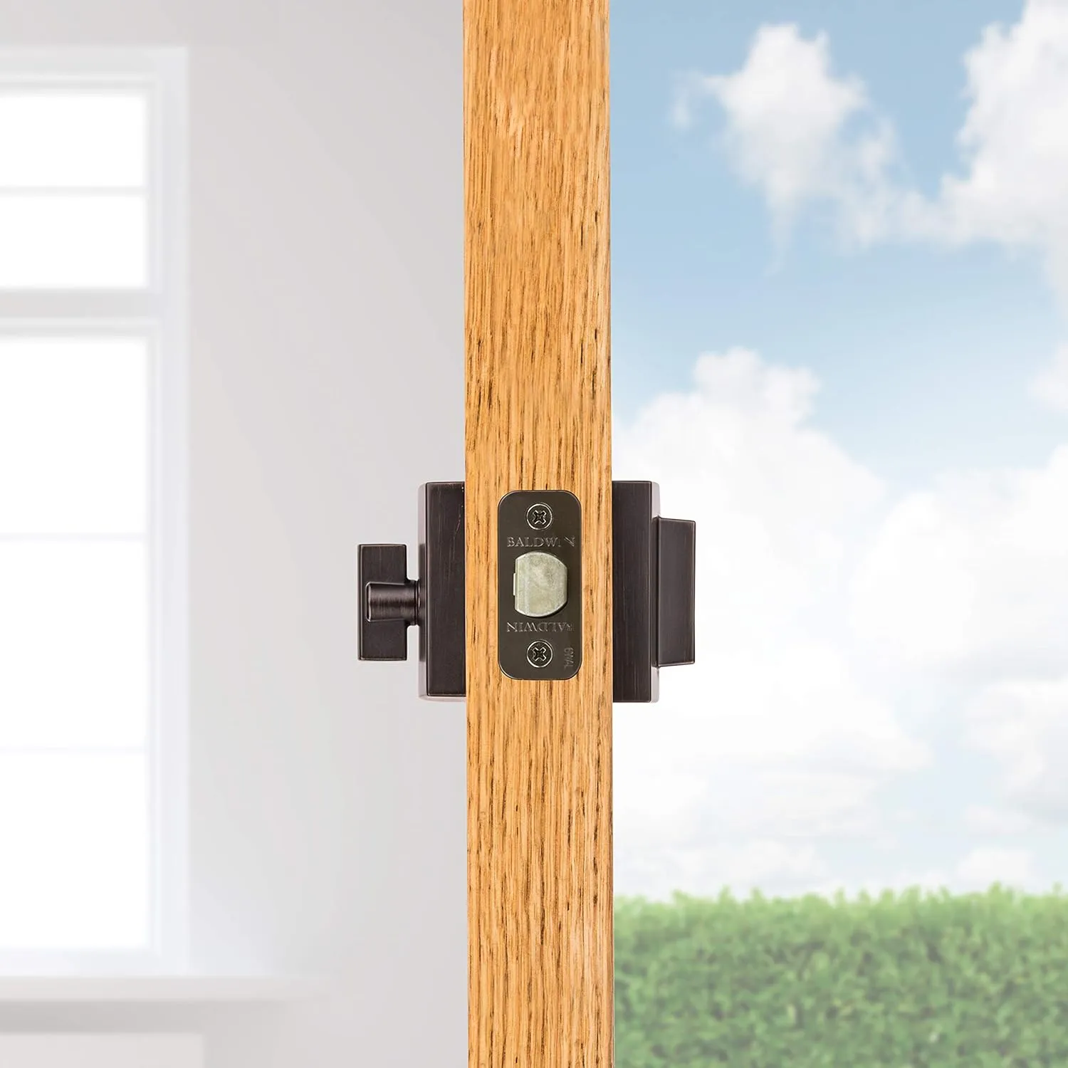 Baldwin Spyglass, Single Cylinder Front Door Deadbolt Featuring SmartKey Re-key Technology and Microban Protection, in Matte Black