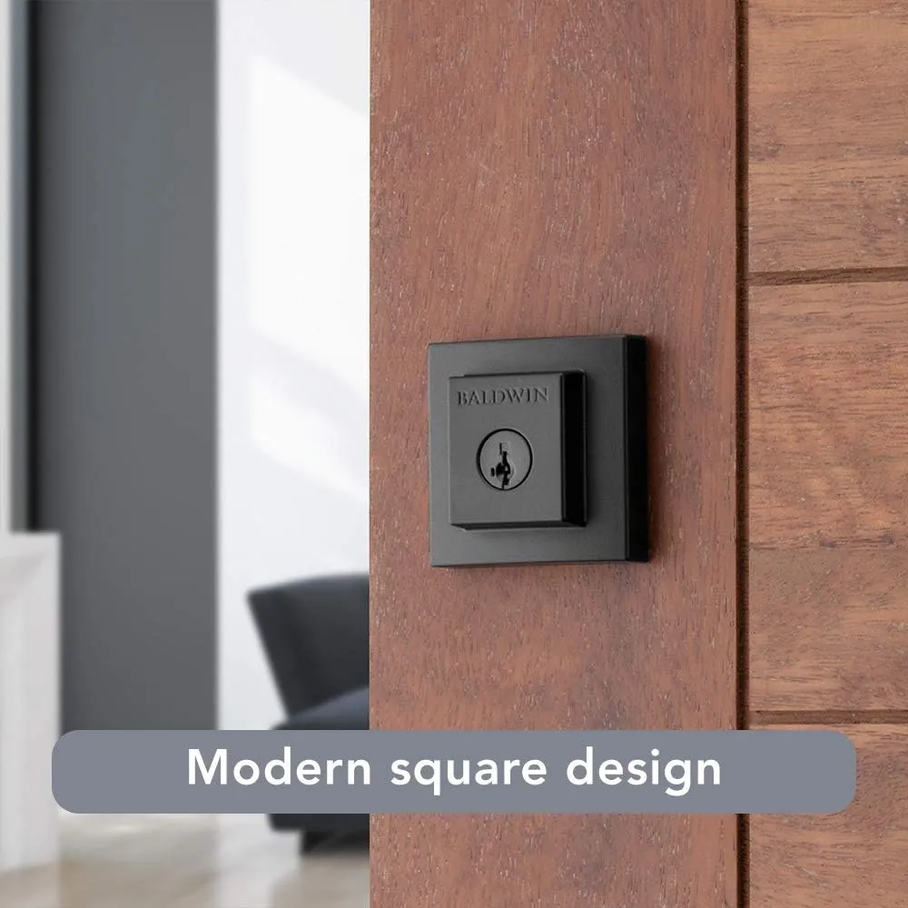 Baldwin Spyglass, Single Cylinder Front Door Deadbolt Featuring SmartKey Re-key Technology and Microban Protection, in Matte Black