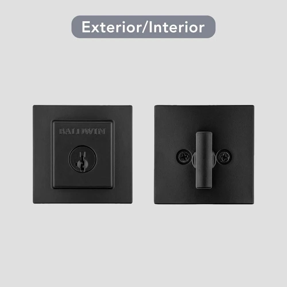 Baldwin Spyglass, Single Cylinder Front Door Deadbolt Featuring SmartKey Re-key Technology and Microban Protection, in Matte Black