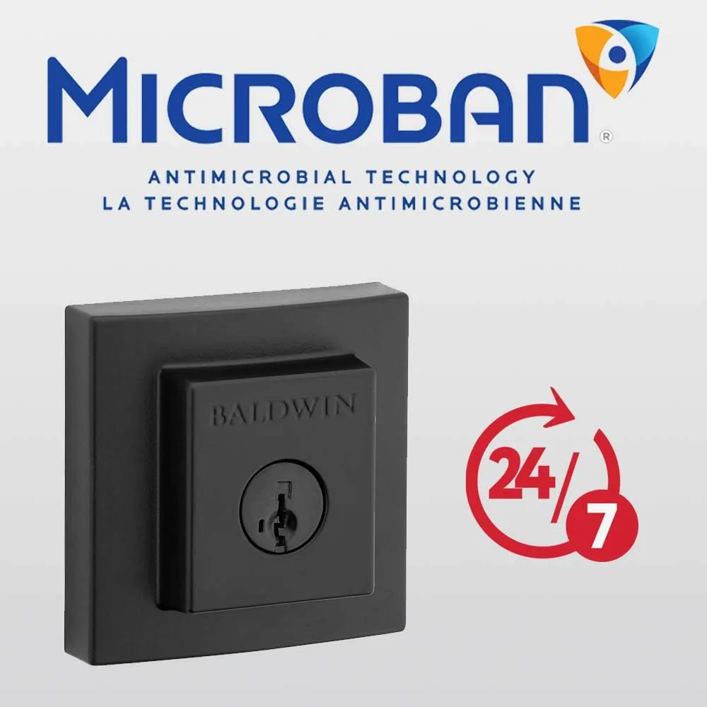 Baldwin Spyglass, Single Cylinder Front Door Deadbolt Featuring SmartKey Re-key Technology and Microban Protection, in Matte Black