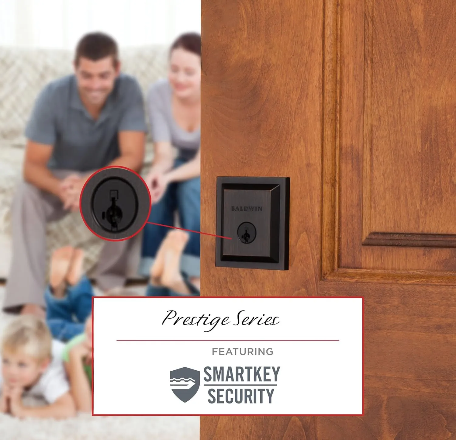 Baldwin Spyglass, Single Cylinder Front Door Deadbolt Featuring SmartKey Re-key Technology and Microban Protection, in Venetian Bronze
