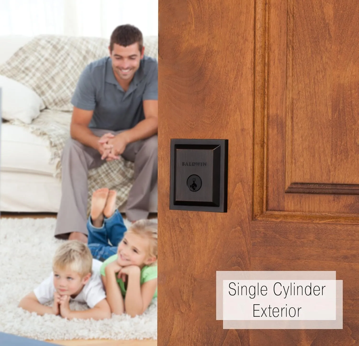Baldwin Spyglass, Single Cylinder Front Door Deadbolt Featuring SmartKey Re-key Technology and Microban Protection, in Venetian Bronze