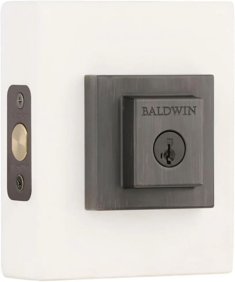 Baldwin Spyglass, Single Cylinder Front Door Deadbolt Featuring SmartKey Re-key Technology and Microban Protection, in Venetian Bronze