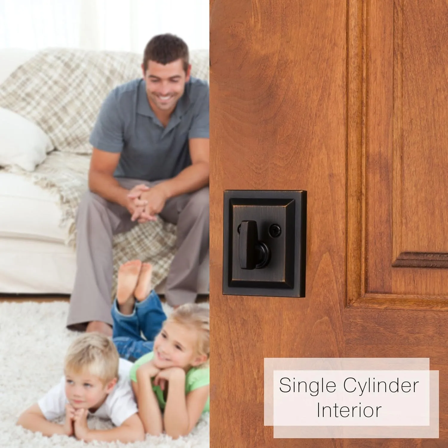 Baldwin Spyglass, Single Cylinder Front Door Deadbolt Featuring SmartKey Re-key Technology and Microban Protection, in Venetian Bronze