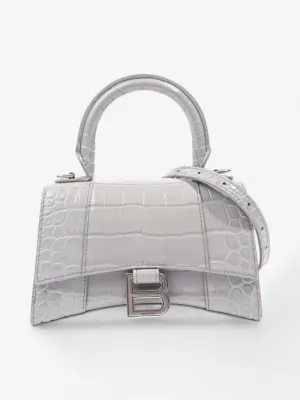 Balenciaga Hourglass Grey Embossed Leather Small