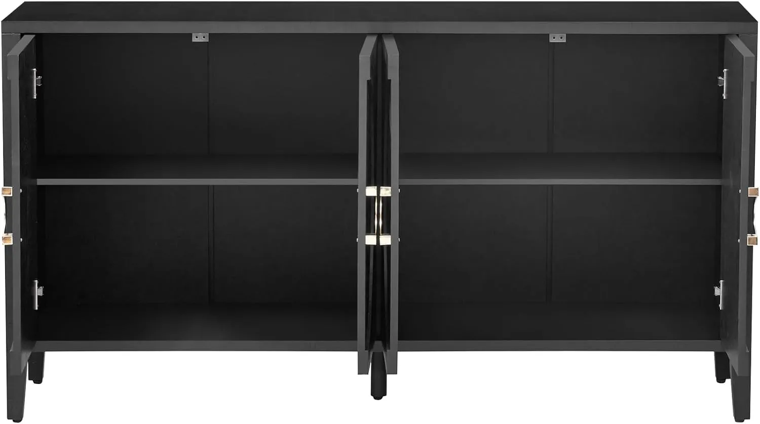 Ball & Cast Modern 4-Doors Sideboard Cabinet w/Special Round Ring Handle&Door, Classic Wood Decorative Chest Elegant Entryway Console Table for Kitchen Dining Room Living Hallway, Navy Blue