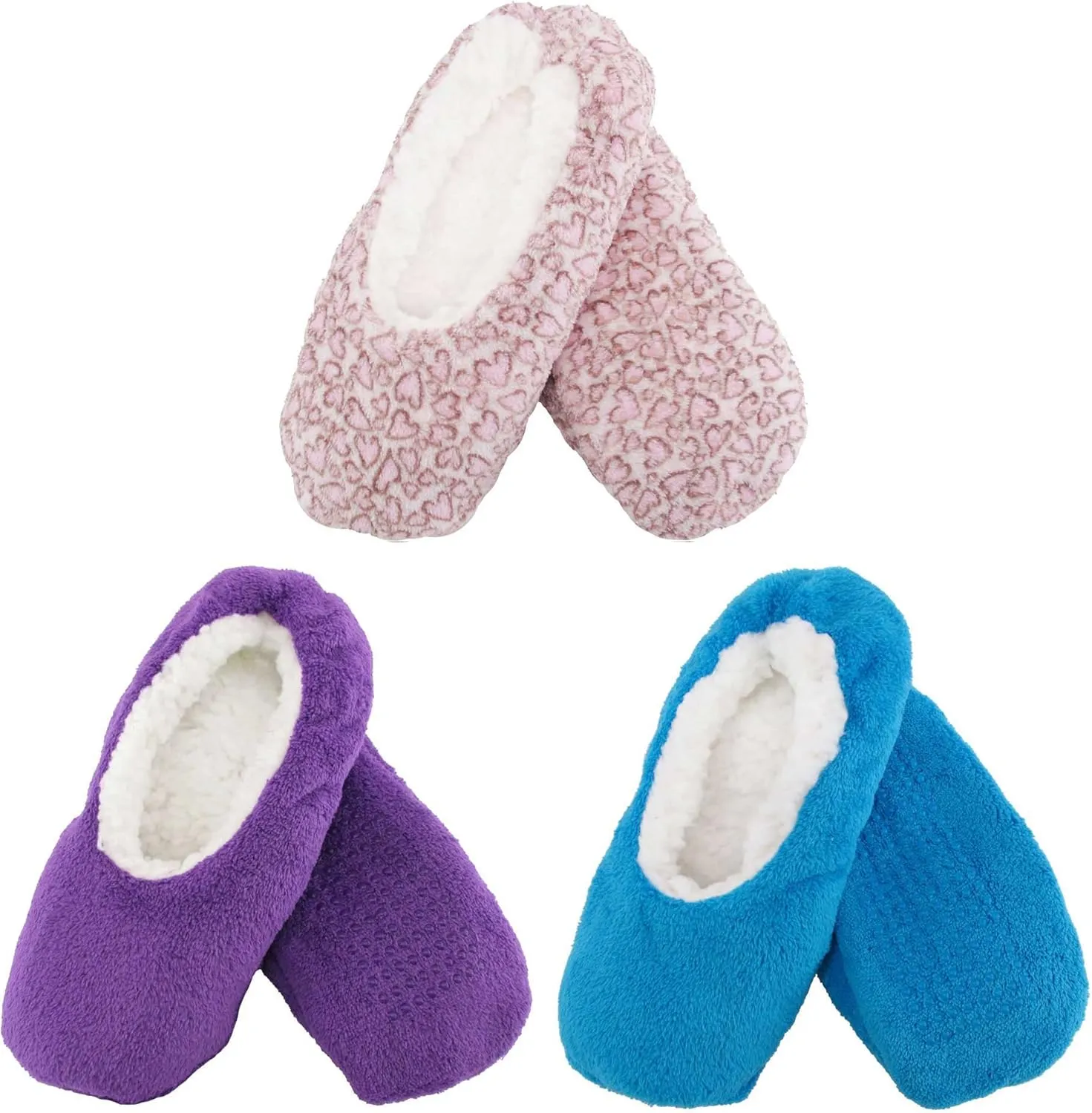 BambooMN Adult Size Medium/Large Super Soft Warm Cozy Fuzzy Indoor Home Travel Slippers Non-Slip Lined Socks