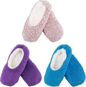 BambooMN Adult Size Medium/Large Super Soft Warm Cozy Fuzzy Indoor Home Travel Slippers Non-Slip Lined Socks