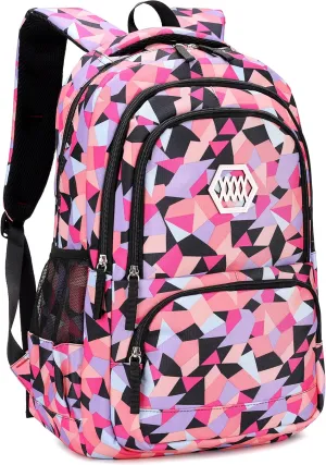 Bansusu Geometric Print Kids Backpack for Girls Boys School Bag Bookbags