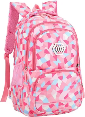 Bansusu Geometric Print Kids Backpack for Girls Boys School Bag Bookbags