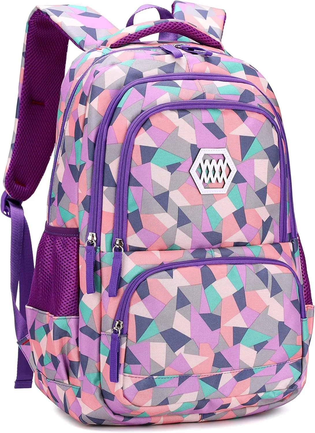Bansusu Geometric Print Kids Backpack for Girls Boys School Bag Bookbags