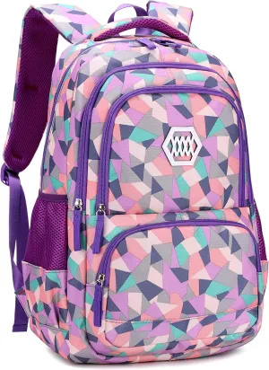 Bansusu Geometric Print Kids Backpack for Girls Boys School Bag Bookbags