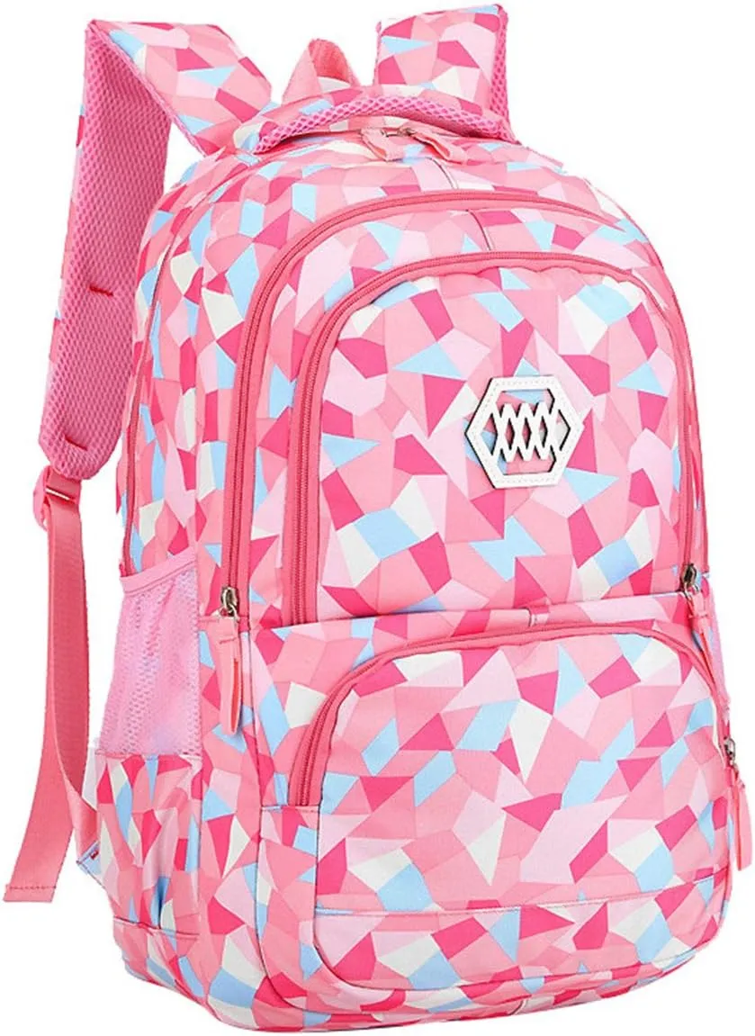 Bansusu Geometric Print Kids Backpack for Girls Boys School Bag Bookbags
