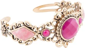 Barse Jewelry Embellished Pink Quartz Golden Cuff Bracelet