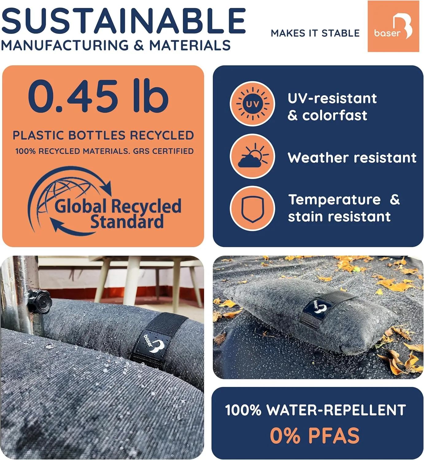 Baser - Outdoor Fillable Straight Weight Bags, 4 x 9 LBS fillable for Patio Umbrellas, Cantilevers and Garden Accessories