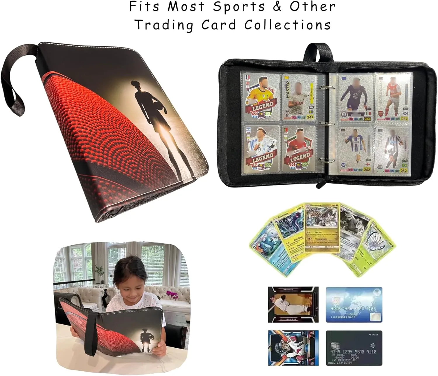 Basketball Card Binder, Trading Card Album with 55 Removable Top Loader Sleeves Fit 440 Basketball Baseball Soccer Football Cards, Compatible with 2024 2025 Topps Sports Card & TCG Collections.
