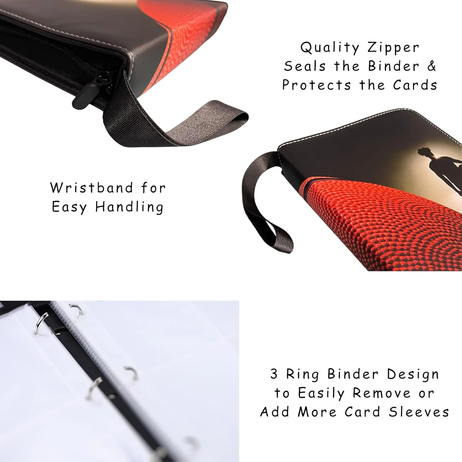 Basketball Card Binder, Trading Card Album with 55 Removable Top Loader Sleeves Fit 440 Basketball Baseball Soccer Football Cards, Compatible with 2024 2025 Topps Sports Card & TCG Collections.