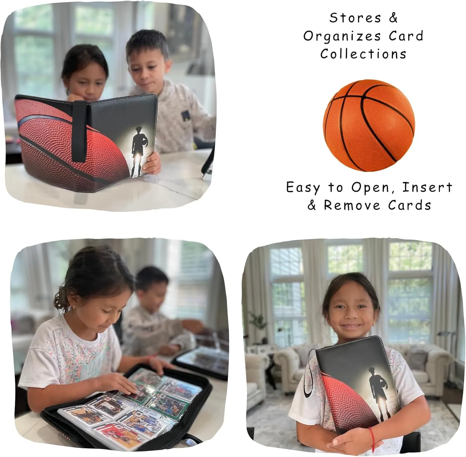 Basketball Card Binder, Trading Card Album with 55 Removable Top Loader Sleeves Fit 440 Basketball Baseball Soccer Football Cards, Compatible with 2024 2025 Topps Sports Card & TCG Collections.