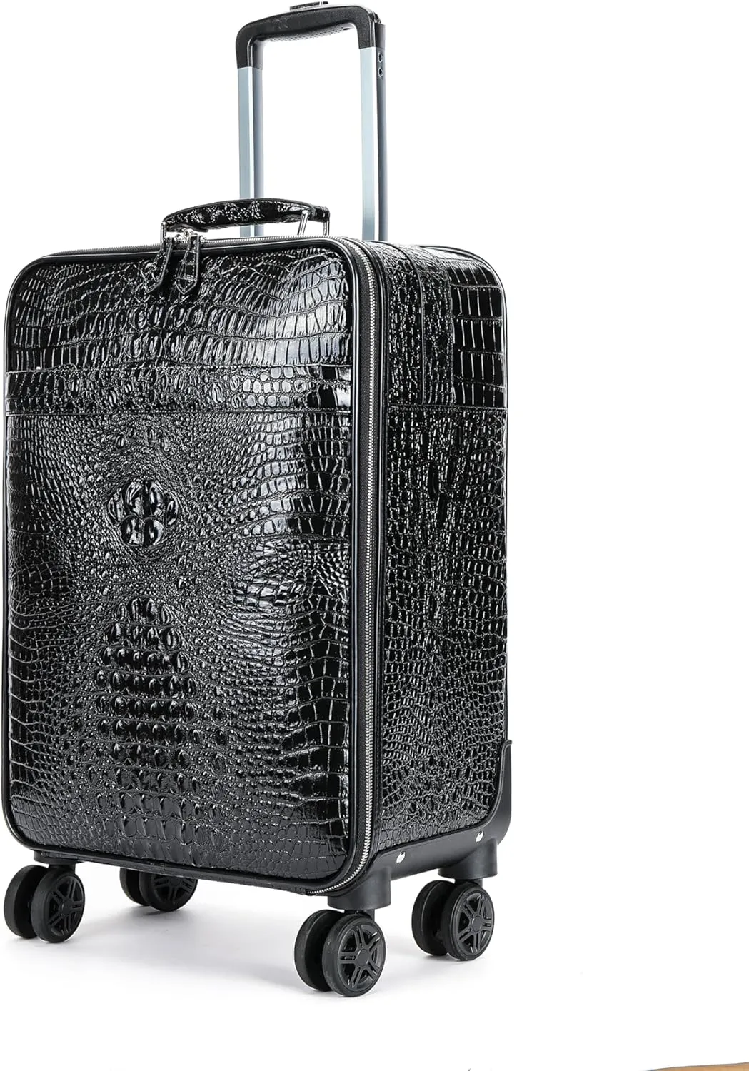 Baxi&barna Crocodile Embossed Hardside Carry-On Luggage, 20 inches, Black (22.8X14.7X9.2 Inch)