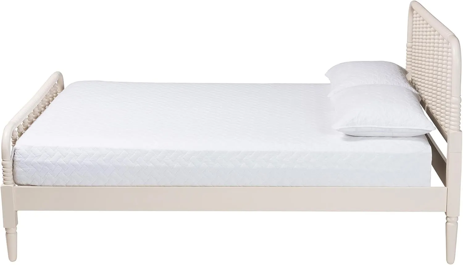 Baxton Studio Braith Spindle Wood Platform Bed, King, Ivory