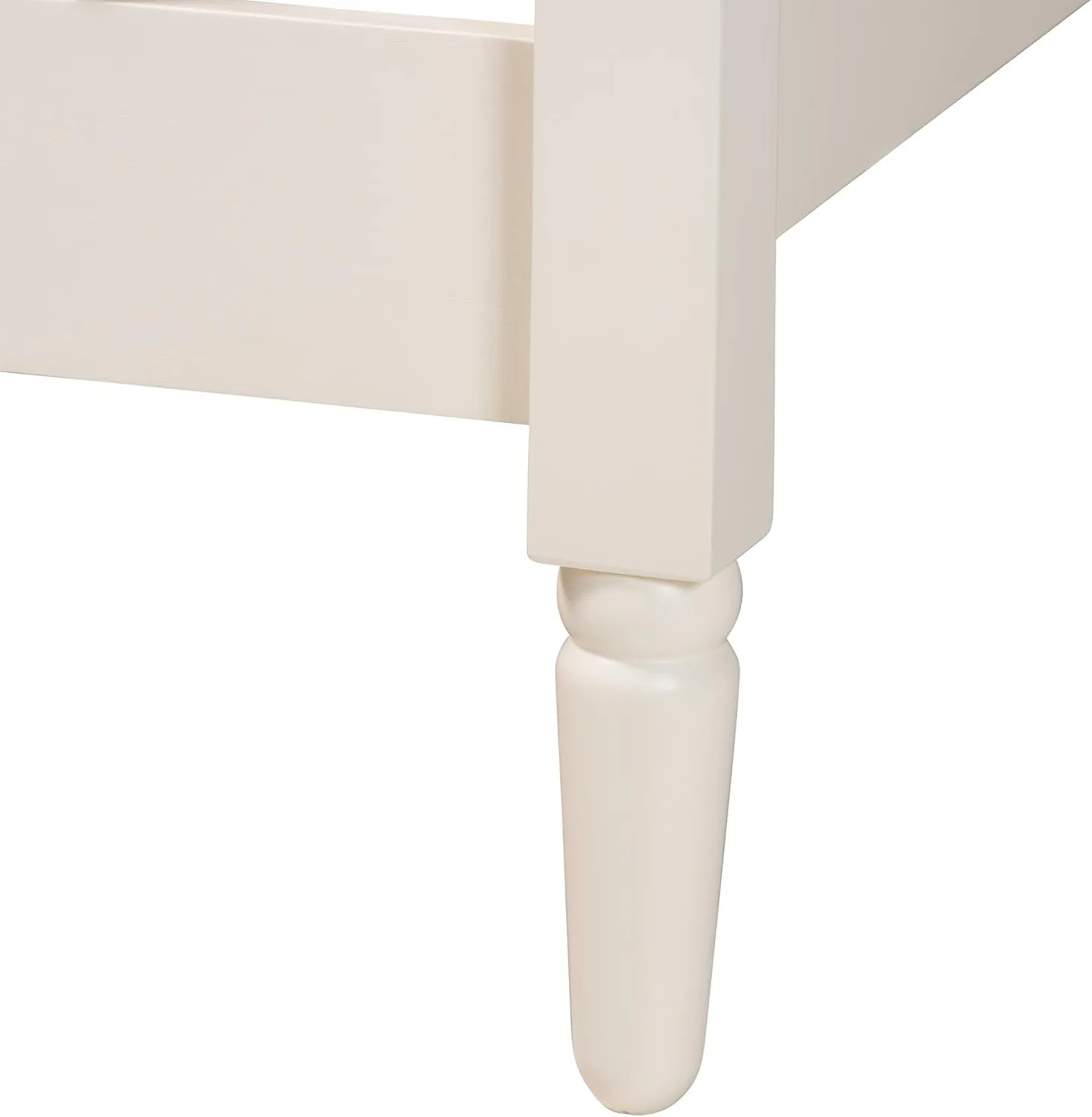 Baxton Studio Braith Spindle Wood Platform Bed, King, Ivory