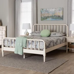 Baxton Studio Braith Spindle Wood Platform Bed, King, Ivory