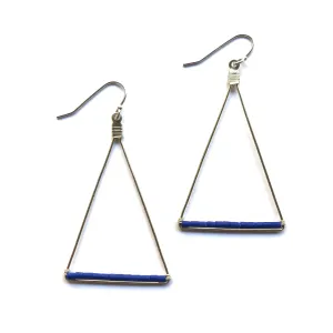 Beaded Triangle Earrings-Silver