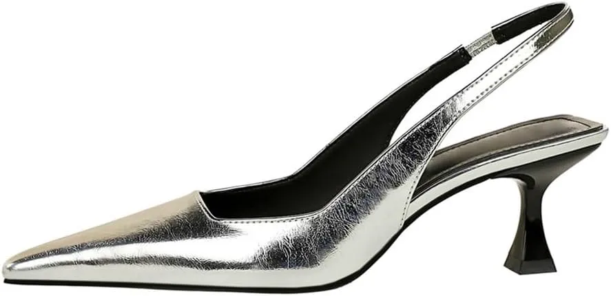 BEAUPAS Women's Slingback Pumps Pointed Toe Kitten Heel Shoes
