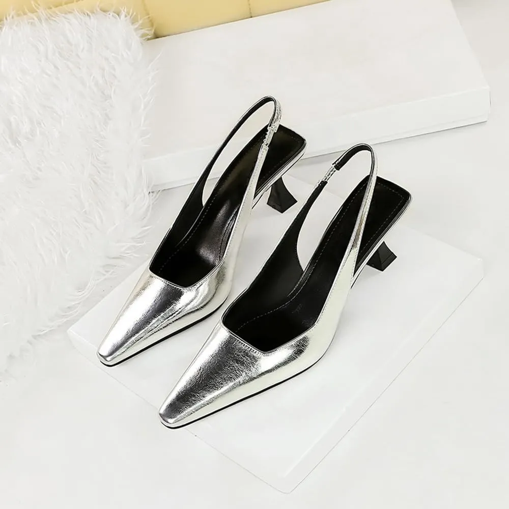 BEAUPAS Women's Slingback Pumps Pointed Toe Kitten Heel Shoes
