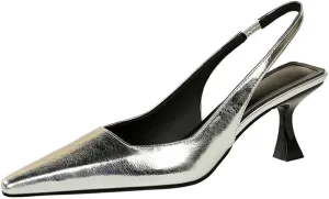 BEAUPAS Women's Slingback Pumps Pointed Toe Kitten Heel Shoes
