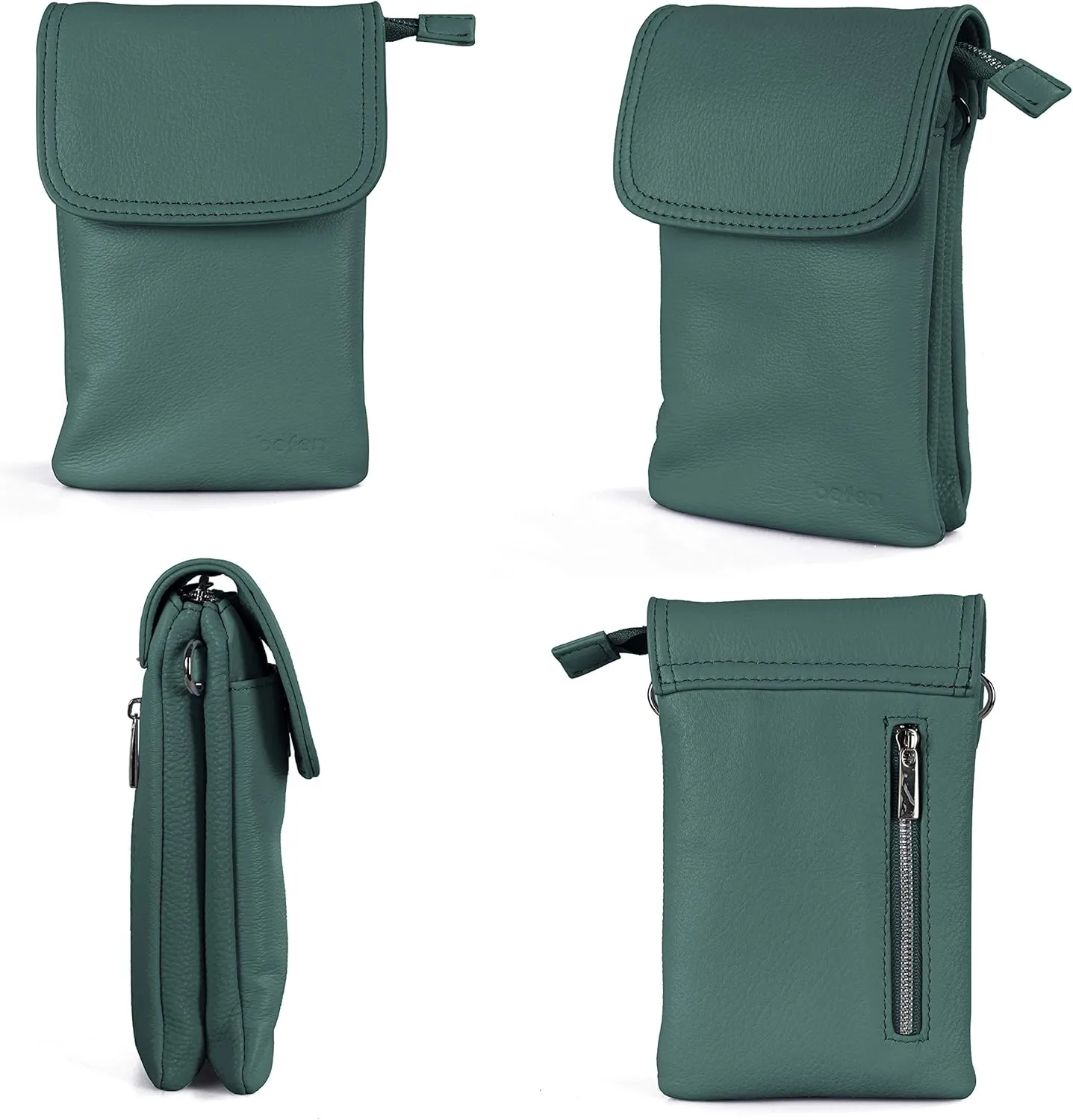 befen Genuine Leather Small Crossbody Bags for Women Cell Phone Bag Cross Body Purses,Silver Zipper